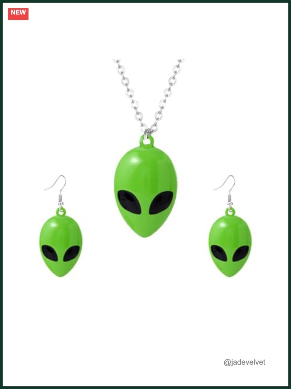 Alien Earrings Necklace Set Plastic Jewelry Halloween Costume Accessory